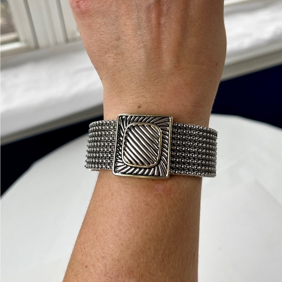 Two-tone Mesh Hinged Bracelet - Picture 10 of 12